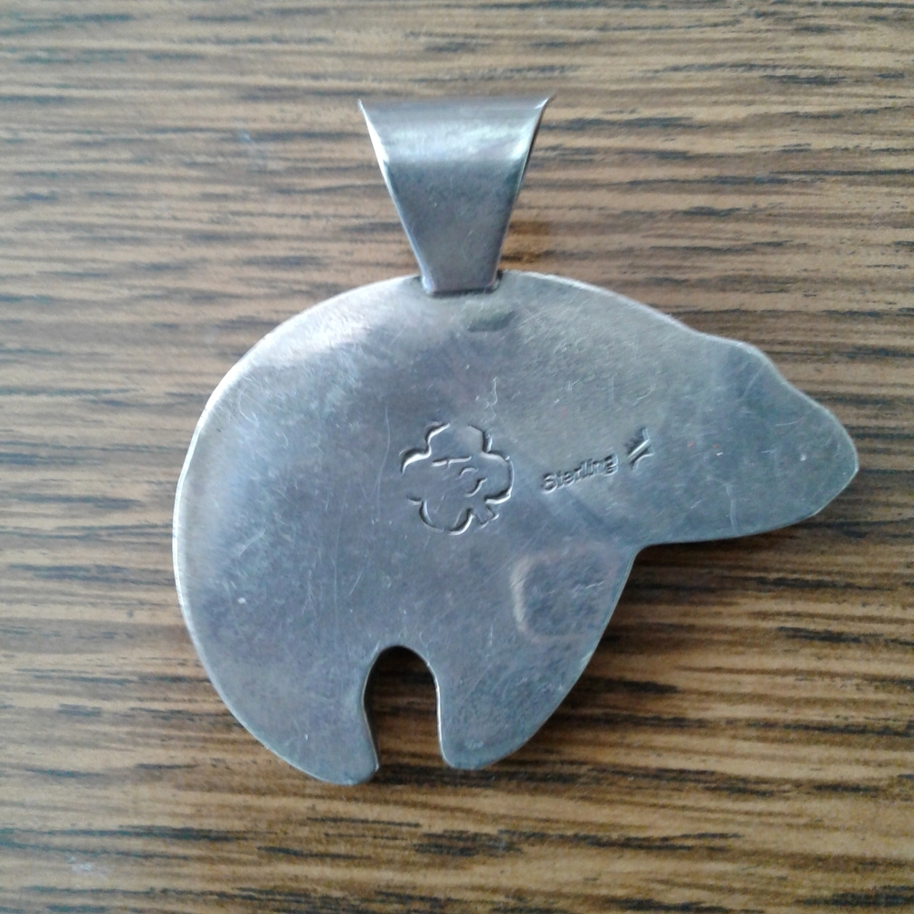 Vintage Navajo Native American Lapis Bear Pendant - Picture 4 of 9